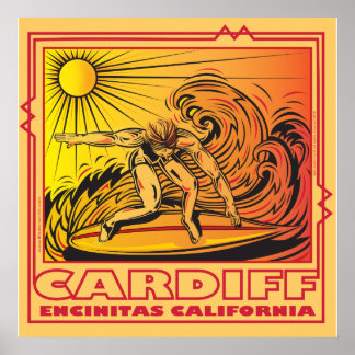 POSTER CARDIFF BY BY SEA ENCINITAS CALIFORNIA SURF