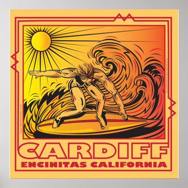 POSTER CARDIFF BY BY SEA ENCINITAS CALIFORNIA SURF (Devant)
