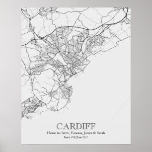 Poster Cardiff Wales Carte de ville personnalisée