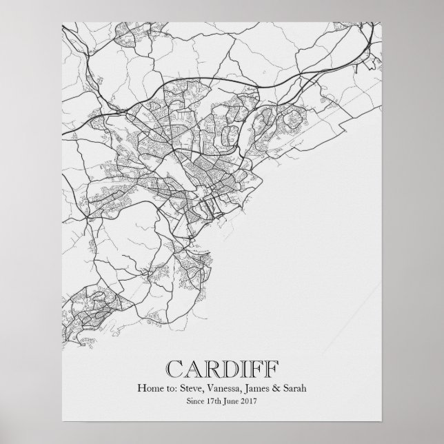 Poster Cardiff Wales Carte de ville personnalisée (Devant)