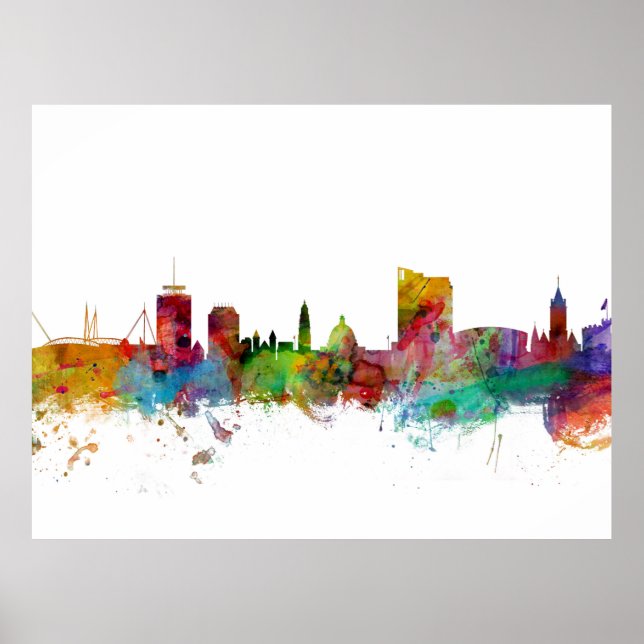 Poster Cardiff Wales Skyline (Devant)