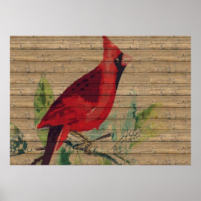 Poster Cardinal des oiseaux rouges Photo Mur de la nature (Devant)