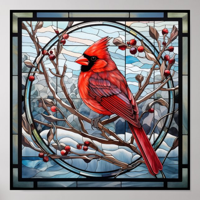 Poster Cardinal en verre tendu (Devant)