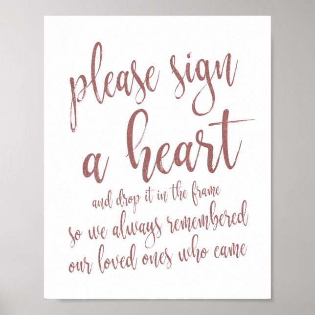 Poster Cardio Drop Livre d'invité Rose Gold Parties scint (Devant)