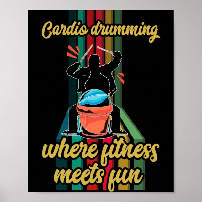 Poster Cardio Drumming Gym Exercise Funny Fitness Cl W  (Devant)