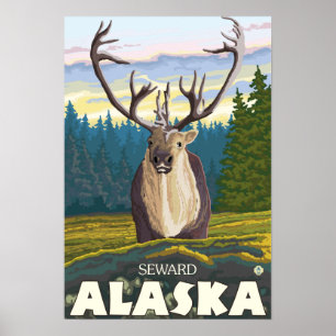 Poster Caribou dans le sauvage - Seward, Alaska