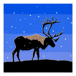 Poster Caribou en hiver - Art original de la faune