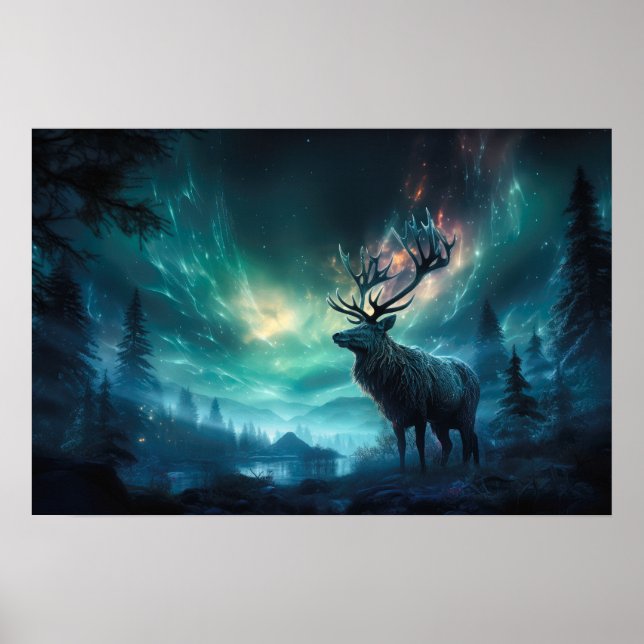 Poster Caribou Sous Les Lumières Du Nord (Devant)