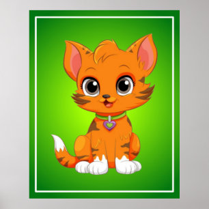 Poster Caricature adorable de chat