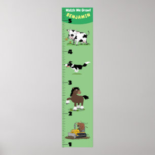 Poster Caricature amusante animaux de ferme graphique de
