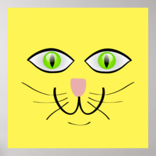 Poster Caricature amusante du visage de chat-29034