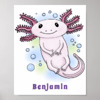 Caricature axolotl rose adorable