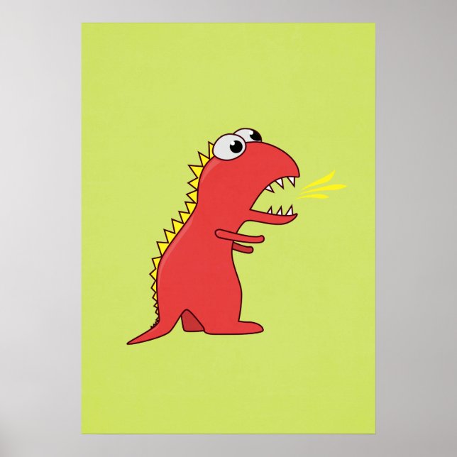 Poster Caricature coupe-feu T-Rex Dinosaur (Devant)