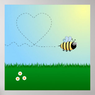 Poster Caricature d'abeille mignon