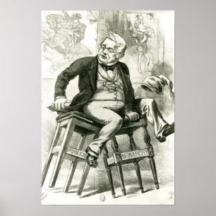 Poster Caricature d'Adolphe Thiers entre deux