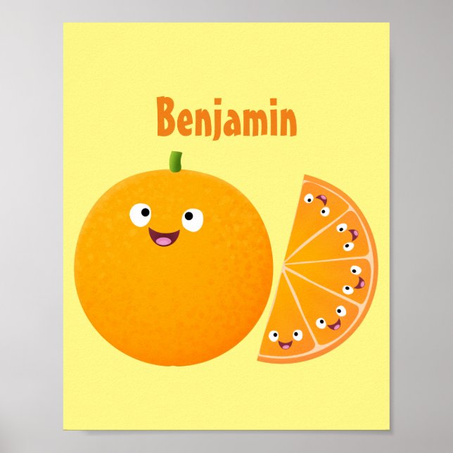 Poster Caricature d'agrumes d'orange (Devant)
