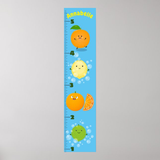 Poster Caricature d'agrumes mignon illustration graphique (Devant)