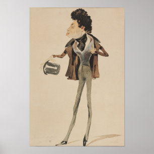 Poster Caricature d'Alexander Dumas Pere