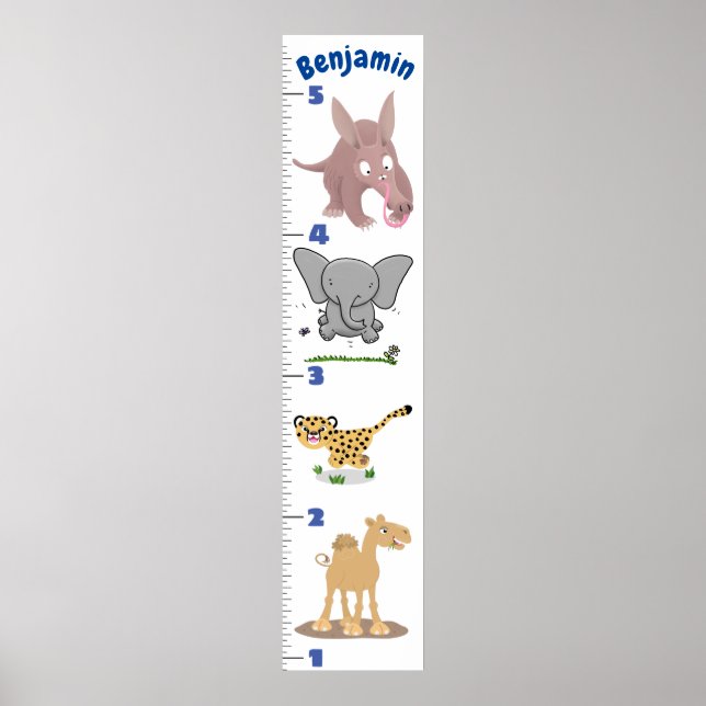 Poster Caricature d'animaux de safari mignons (Devant)