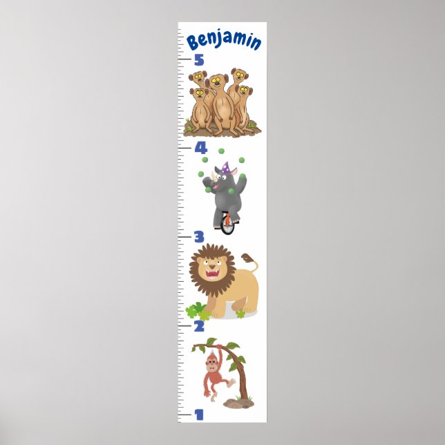 Poster Caricature d'animaux de safari mignons (Devant)