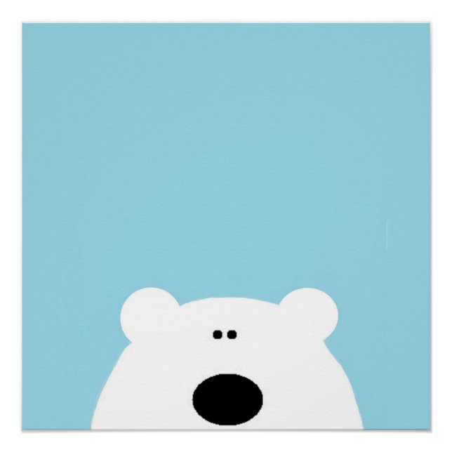 Poster Caricature d'art bleu Ours polaire (Devant)