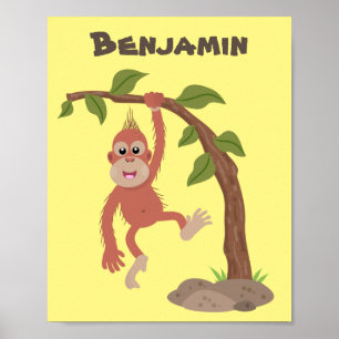 Poster Caricature de bébé orangoutan joyeux