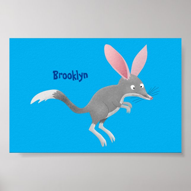 Poster Caricature de bilby australien très heureuse (Devant)