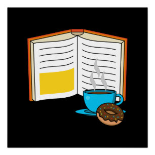 Poster Caricature de café et de beignets