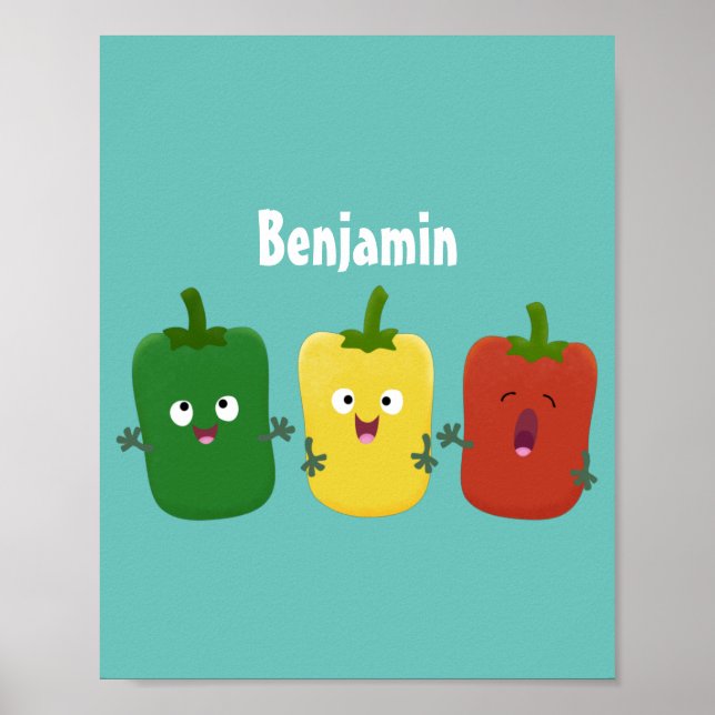 Poster Caricature de chant trio capsicum poivre clair (Devant)