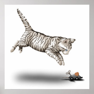 Poster Caricature de chat et souris