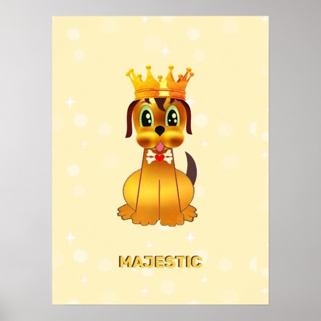 Poster Caricature de chien coquelicot royal mignon (Devant)