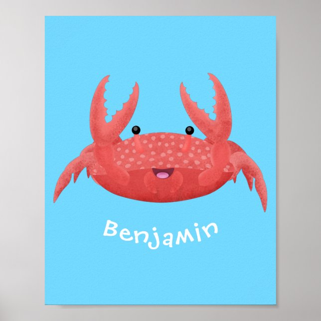 Poster Caricature de crabe rouge cuite (Devant)