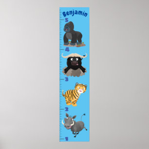 Poster Caricature de croissance des animaux safari mignon
