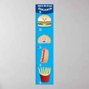 Poster Caricature de croissance des repas préférés
