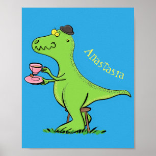 Poster Caricature de dinosaure vert t rex