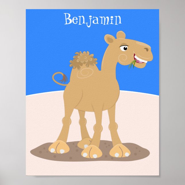 Poster Caricature de dromadaire joyeux et souriant (Devant)