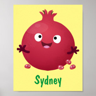 Poster Caricature de fruits à la grenade joyeux