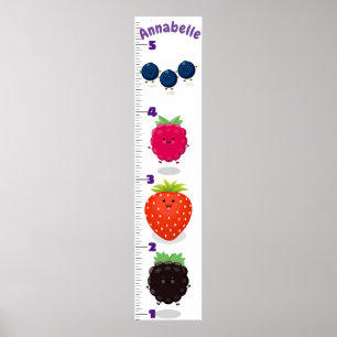 Poster Caricature de fruits mignons graphique de croissan
