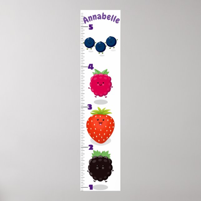 Poster Caricature de fruits mignons graphique de croissan (Devant)