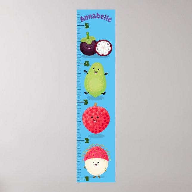 Poster Caricature de fruits mignons graphique de croissan (Devant)