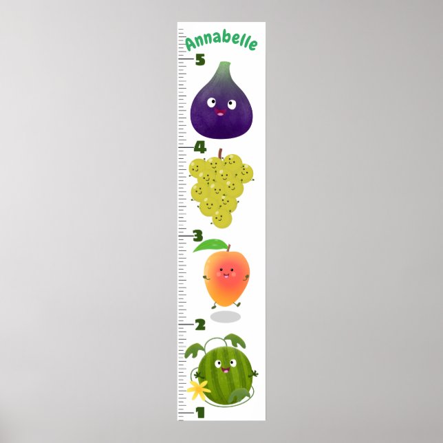Poster Caricature de fruits mignons graphique de croissan (Devant)