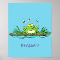 Caricature de grenouille vert mignon