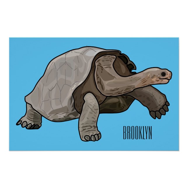 Poster Caricature de la tortue des Galapagos (Devant)