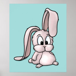 Poster Caricature de lapin rose mignon