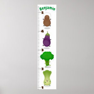 Poster Caricature de légumes mignons illustration graphiq