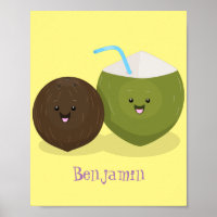 Caricature de noix de coco kawaii joyeux