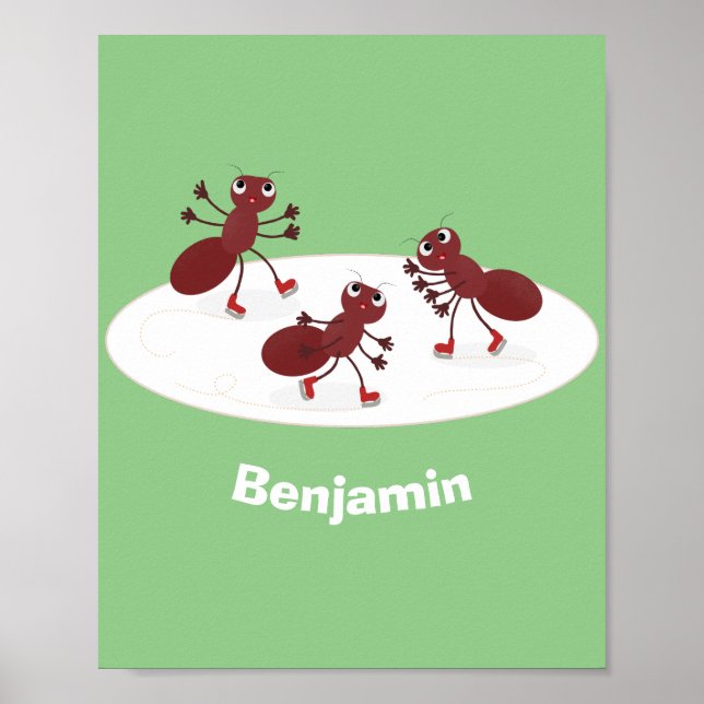 Poster Caricature de patinage sur glace de Happy red four (Devant)