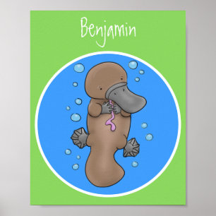 Poster Caricature de platypus bébé très heureuse