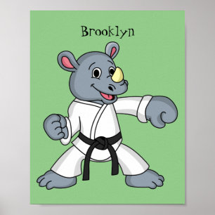 Poster Caricature de rhino kung fu