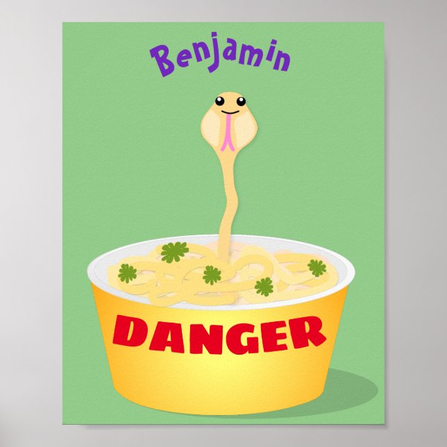 Poster Caricature de serpent aux nouilles mignonnes illus (Devant)
